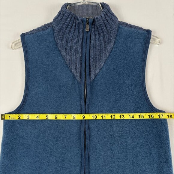 Liz Claiborne Fleece Ribbed Vest Full Zip Mock Neck Cotton Blend Blue Medium - Picture 10 of 11